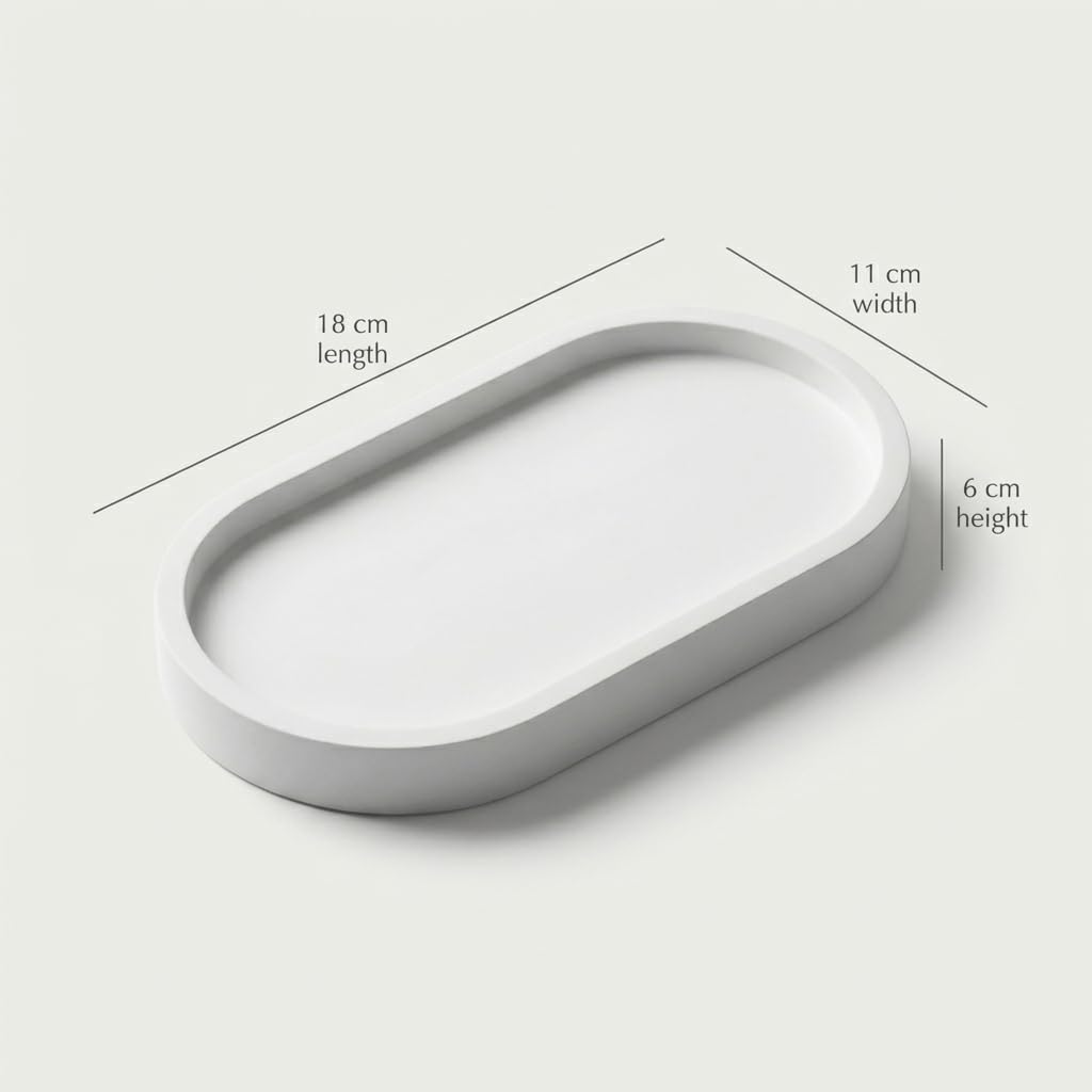 White Oval Decorative Tray view 3