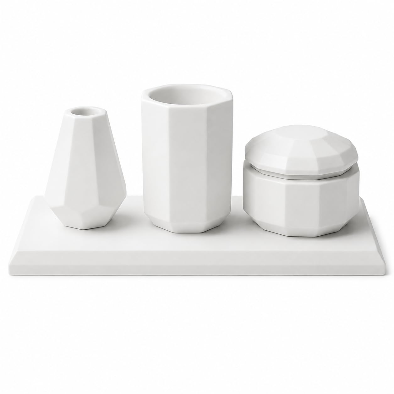 White Stone Vanity Accessory Set
