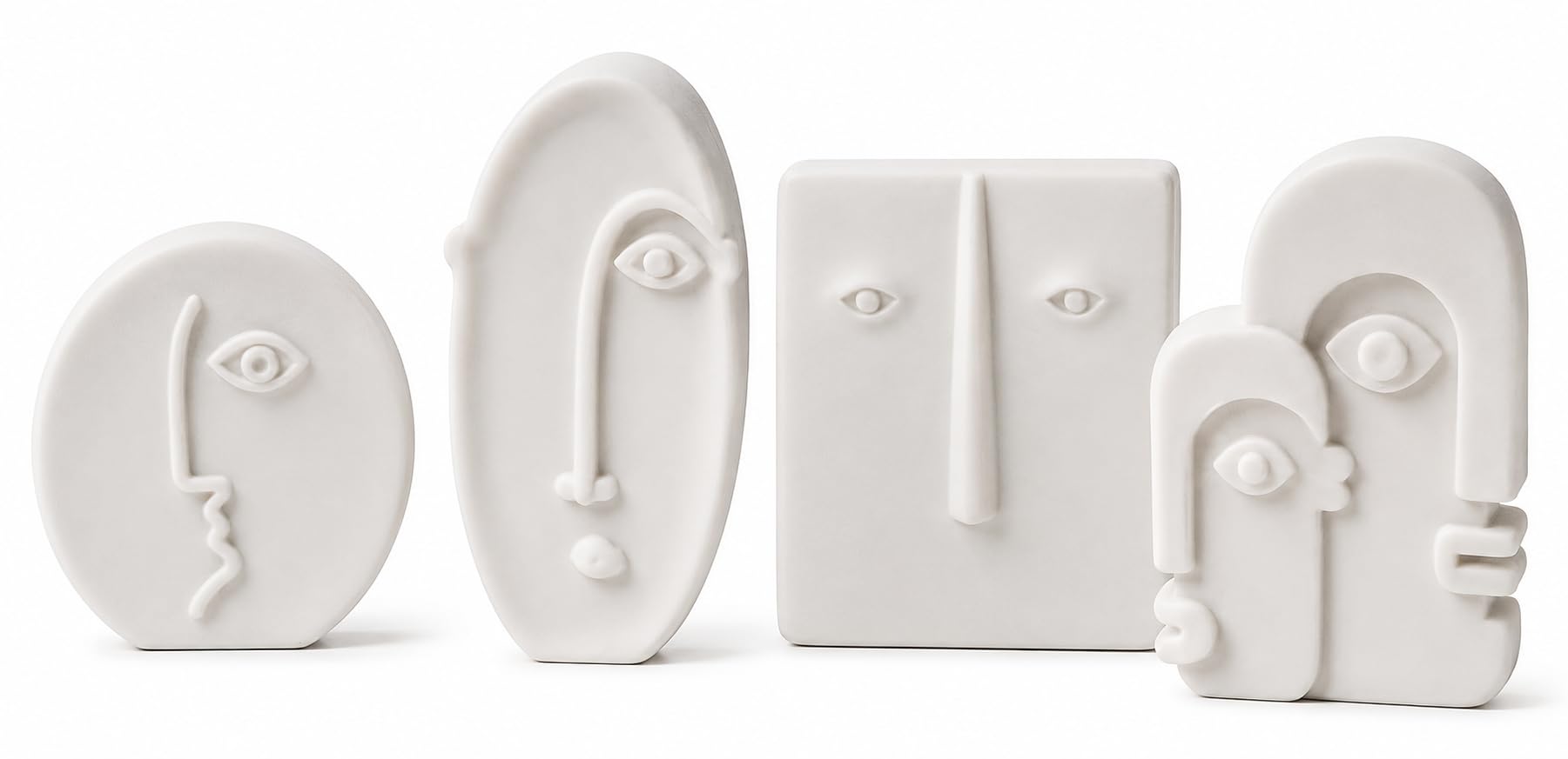 Abstract Face Sculptures — Set of 4