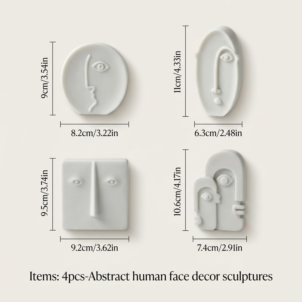 Abstract Face Sculptures — Set of 4 view 3