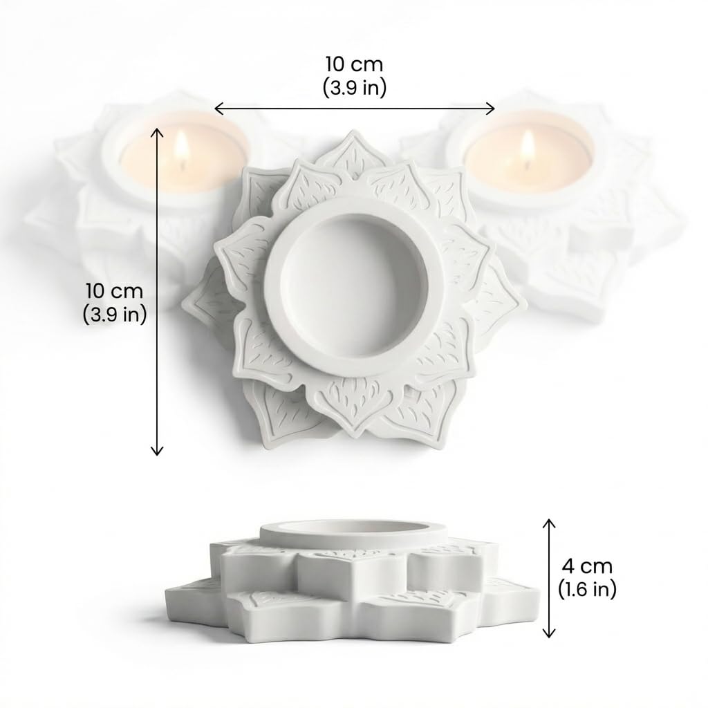White Tealight Holders — Set of 3 view 3