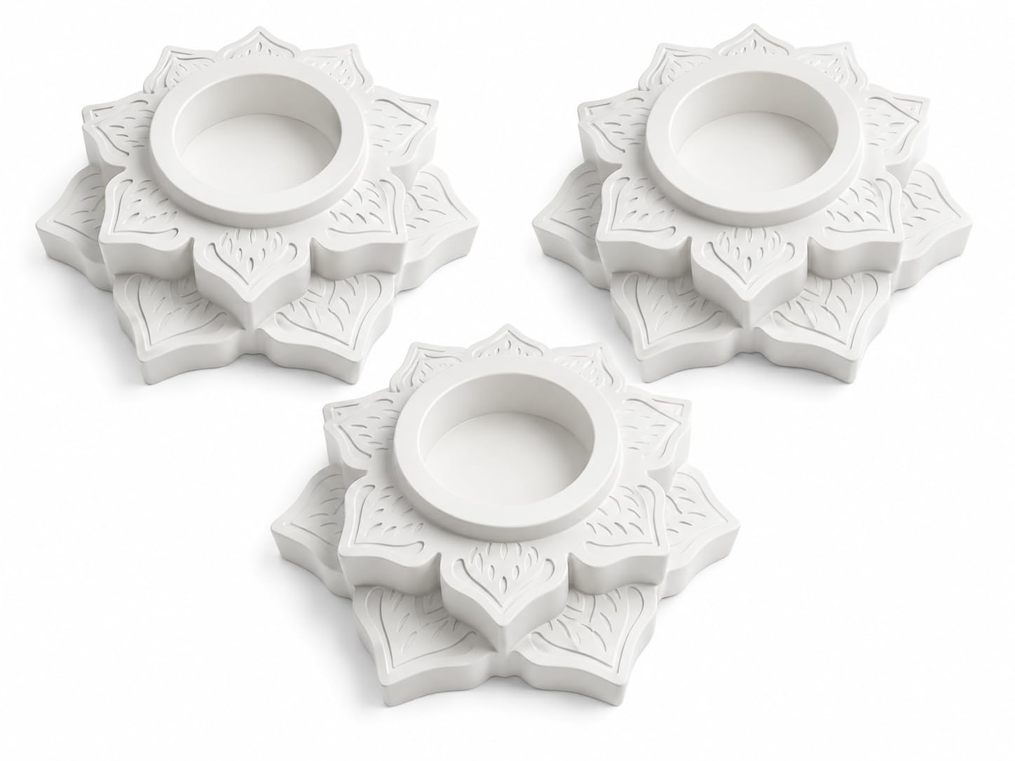 White Tealight Holders — Set of 3