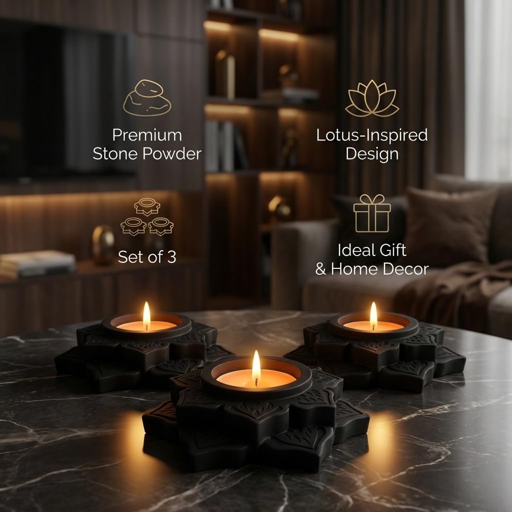 Black Tealight Holders — Set of 3 view 3