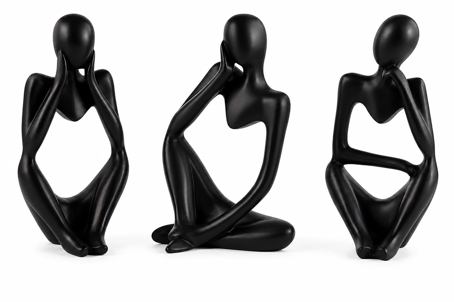 Black Thinker Statue — Set of 3