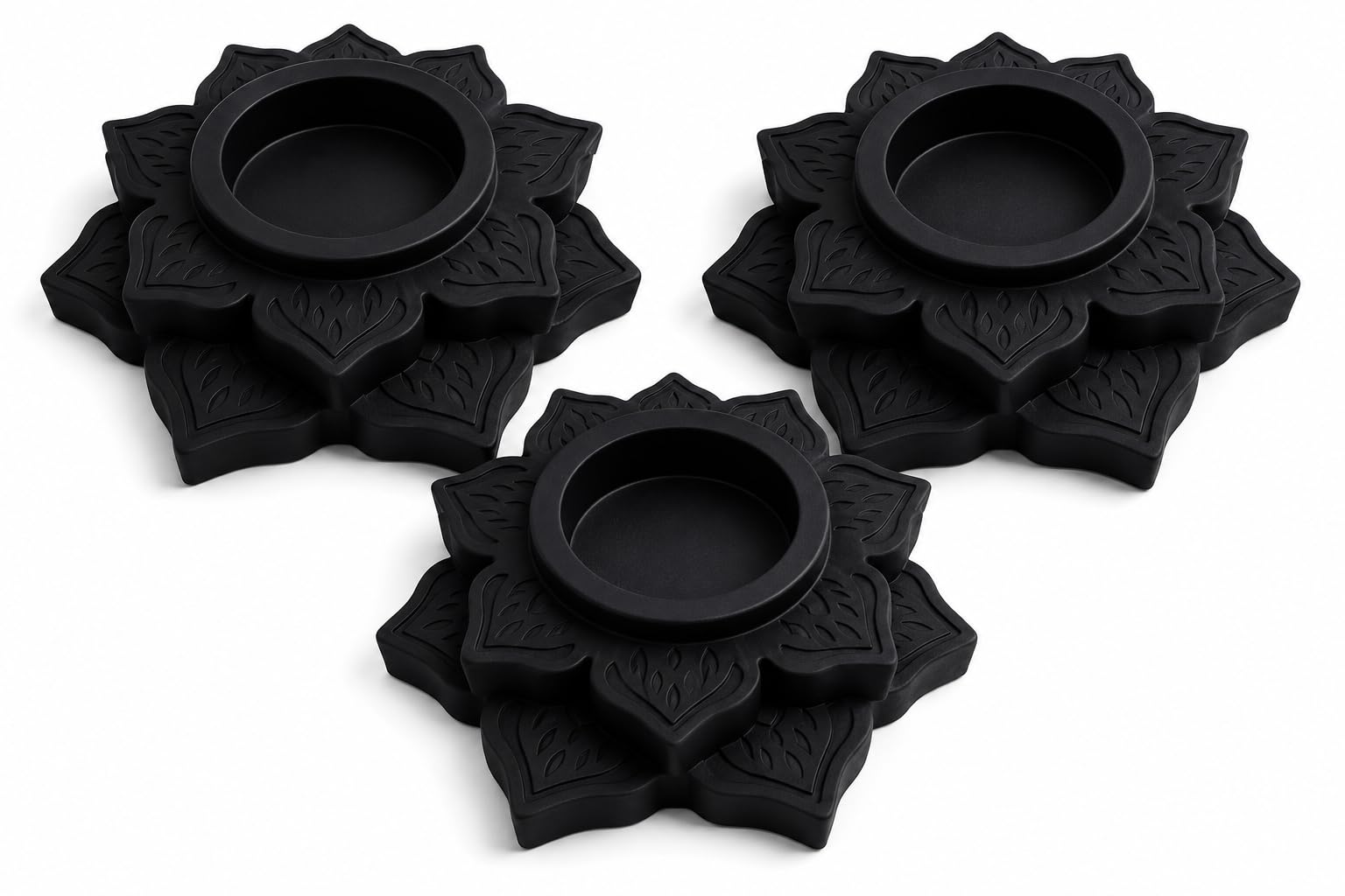 Black Tealight Holders — Set of 3