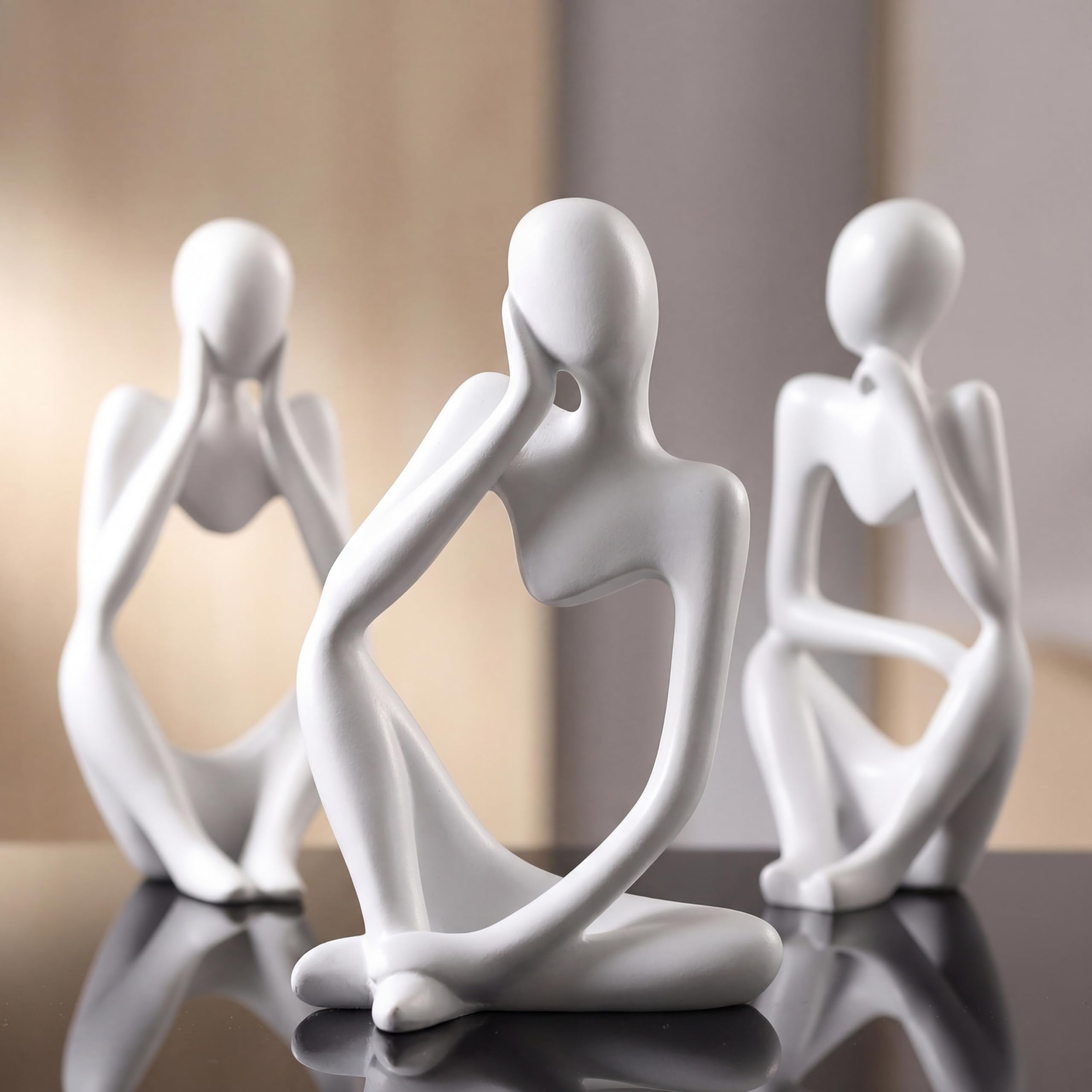 White Thinker Statue — Set of 3 view 2