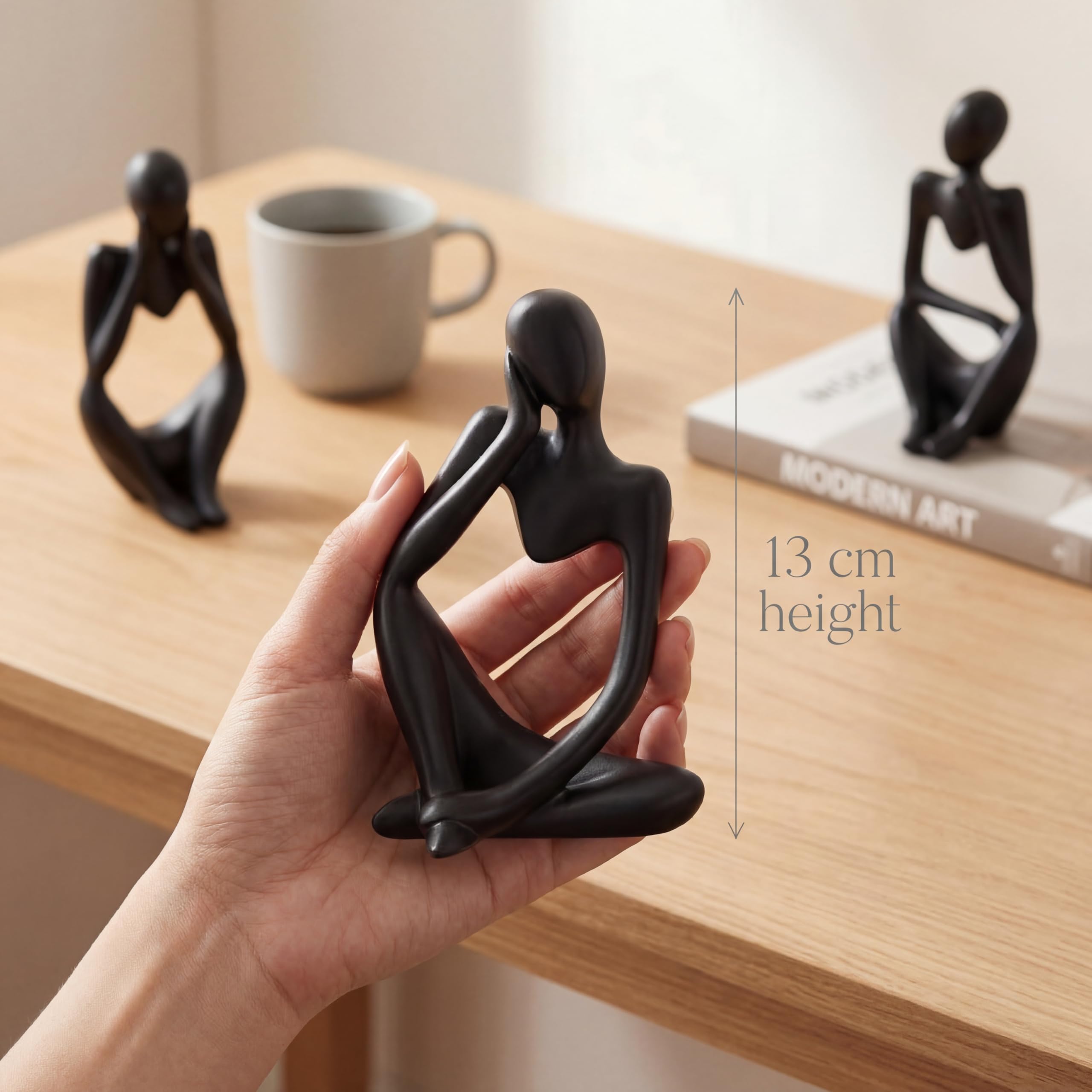 Black Thinker Statue — Set of 3 view 3