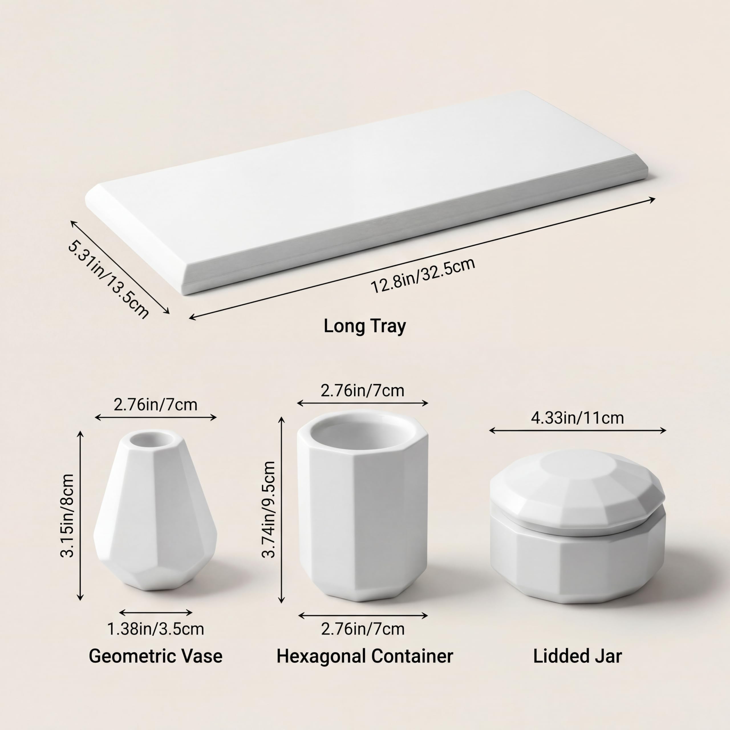 White Stone Vanity Accessory Set view 3