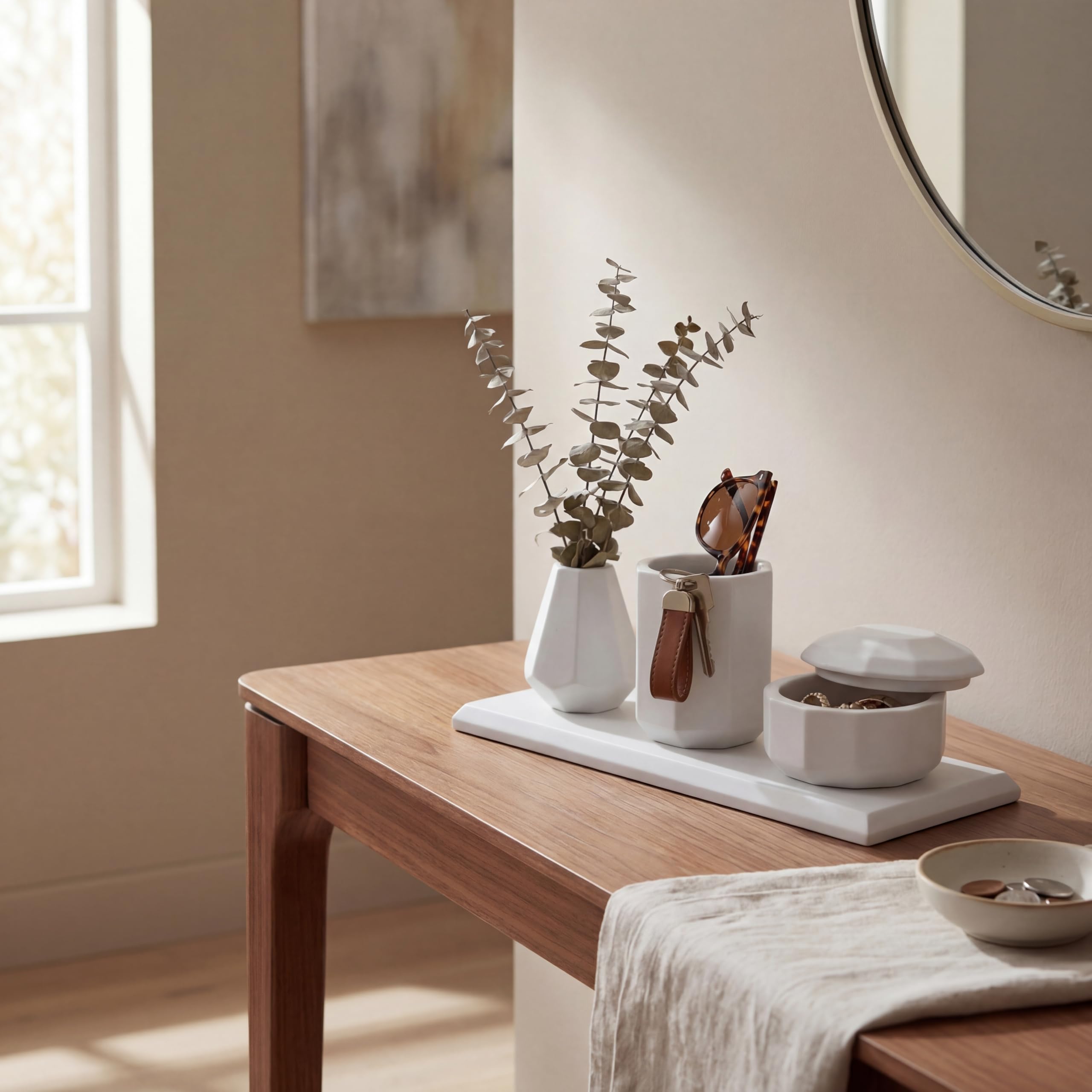White Stone Vanity Accessory Set view 2