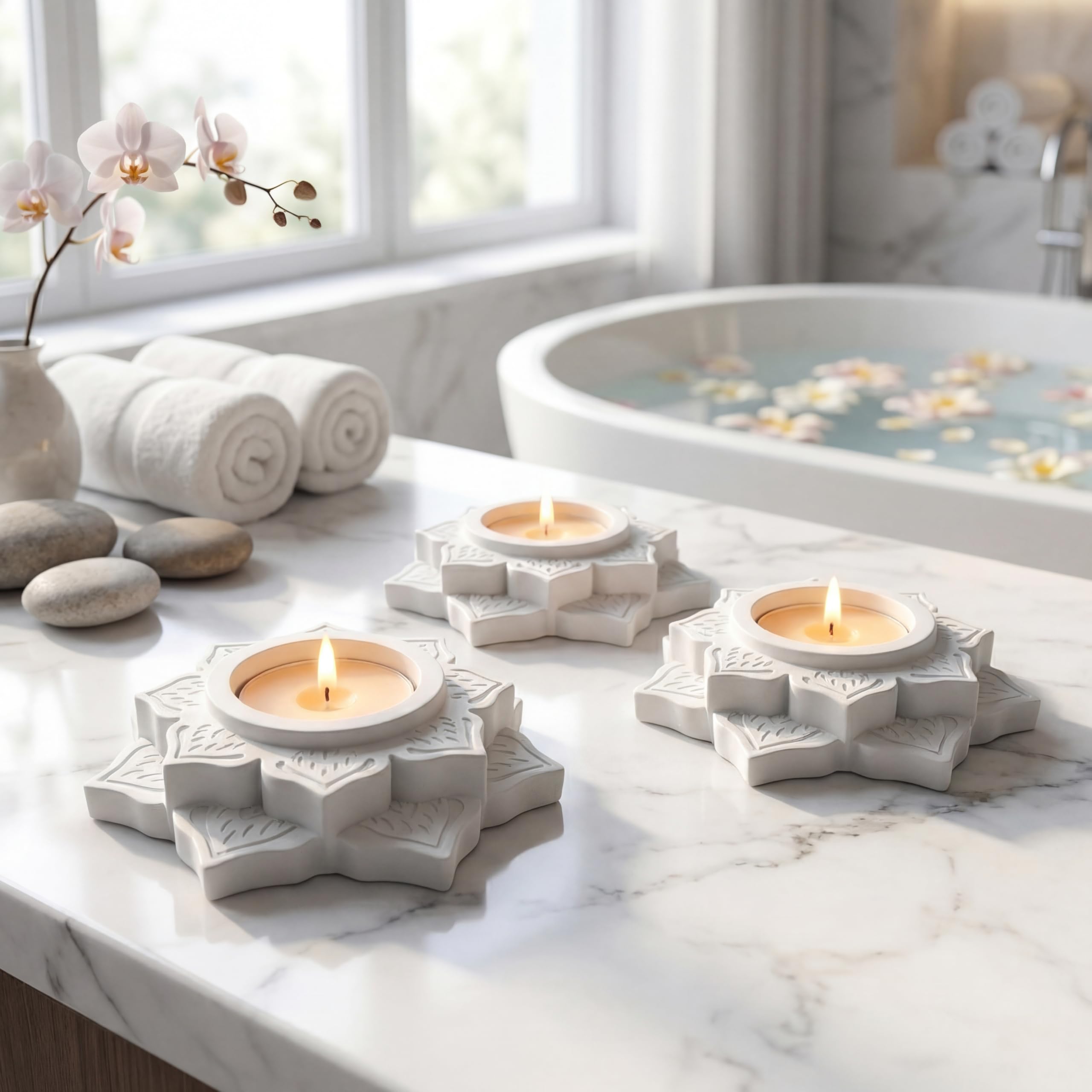 White Tealight Holders — Set of 3 view 6