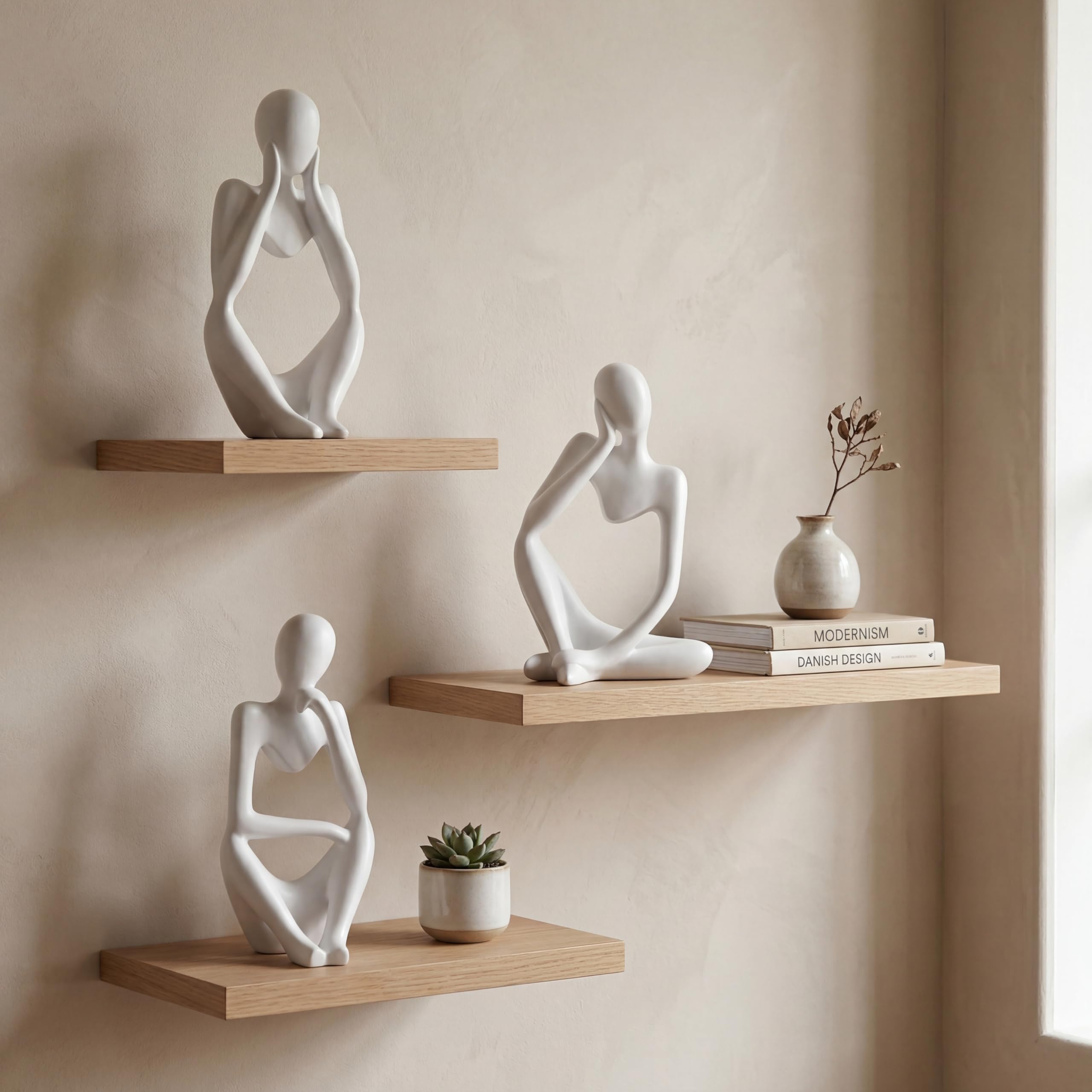 White Thinker Statue — Set of 3 view 6