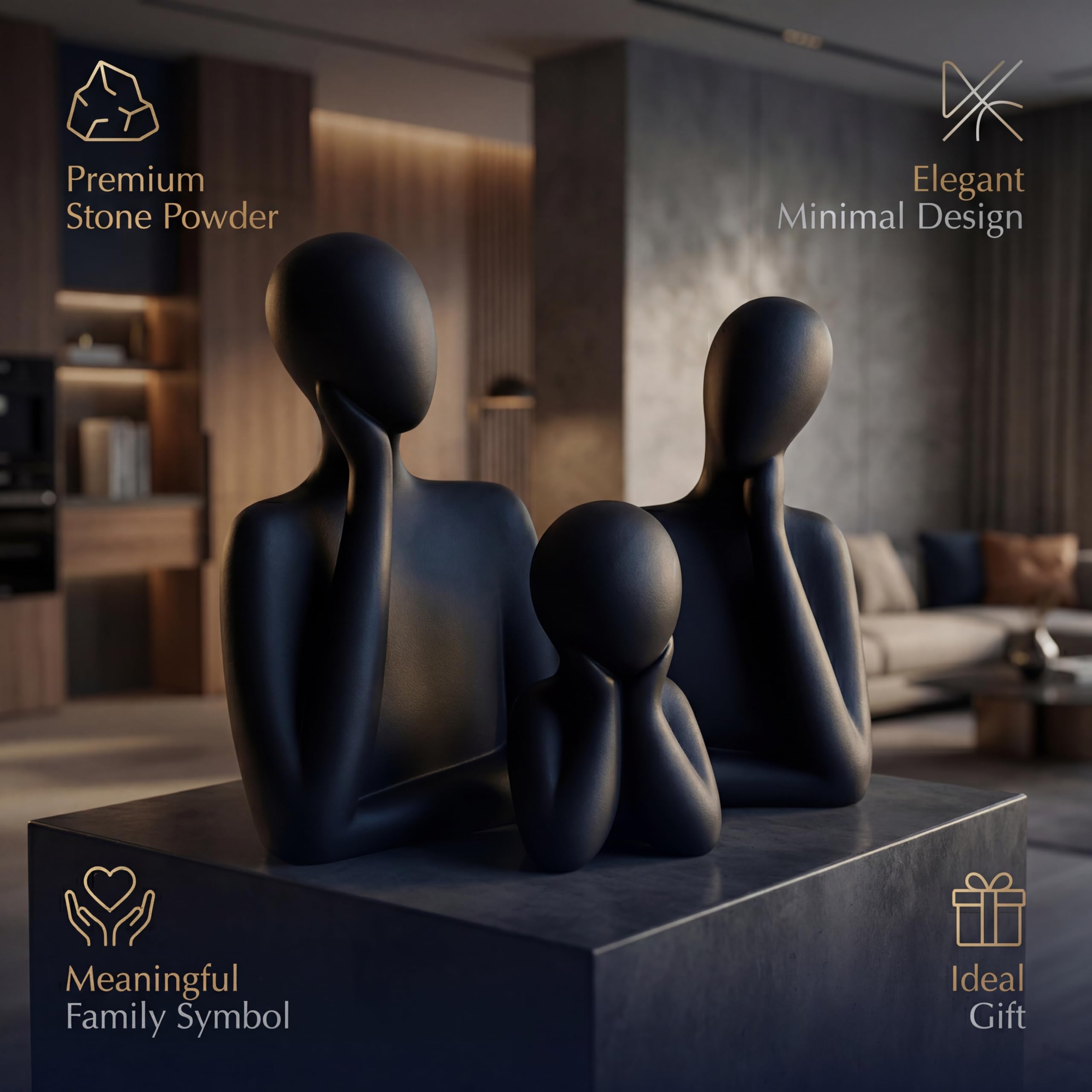 Black Family Statue — Set of 3 view 4