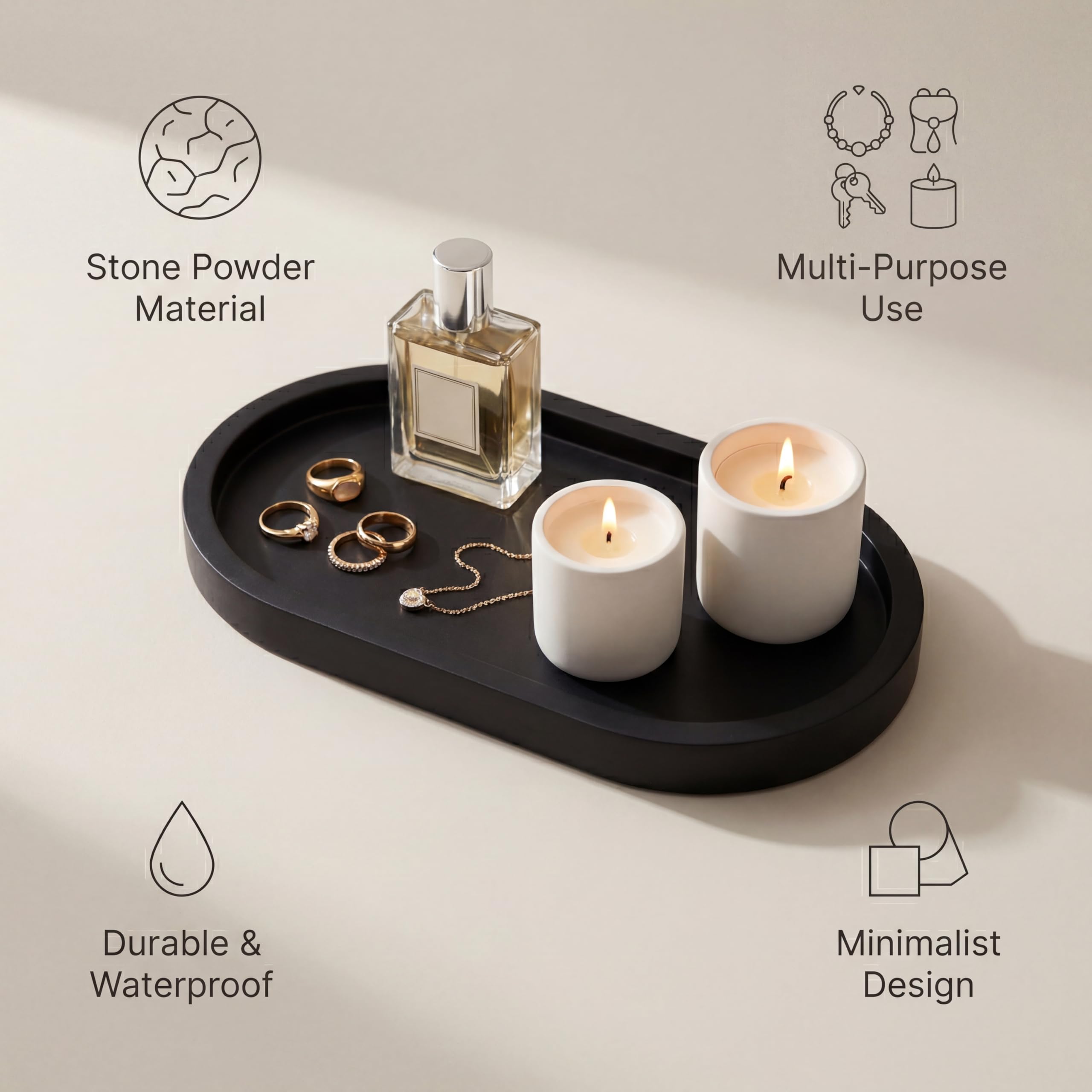 Black Oval Decorative Tray view 5