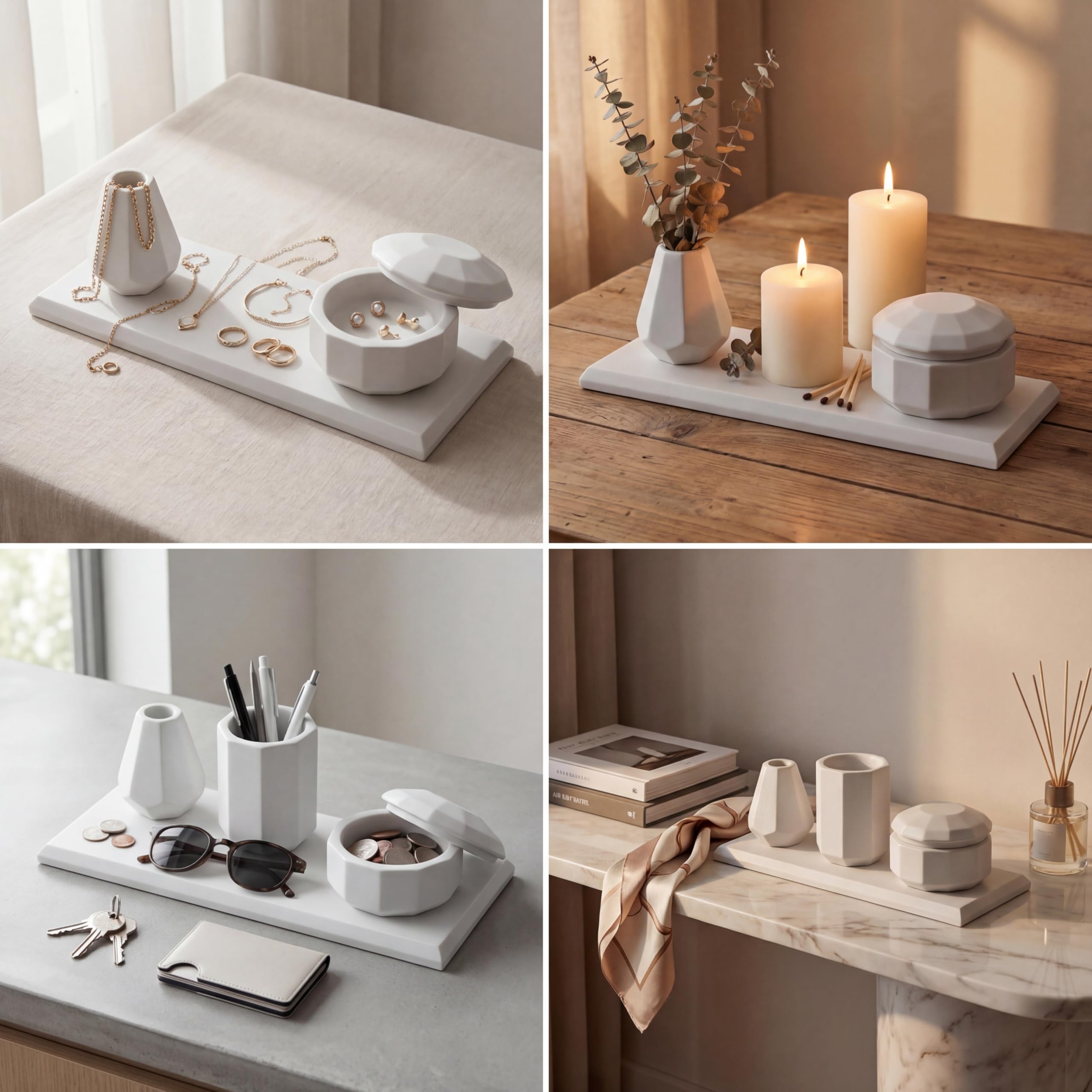 White Stone Vanity Accessory Set view 6