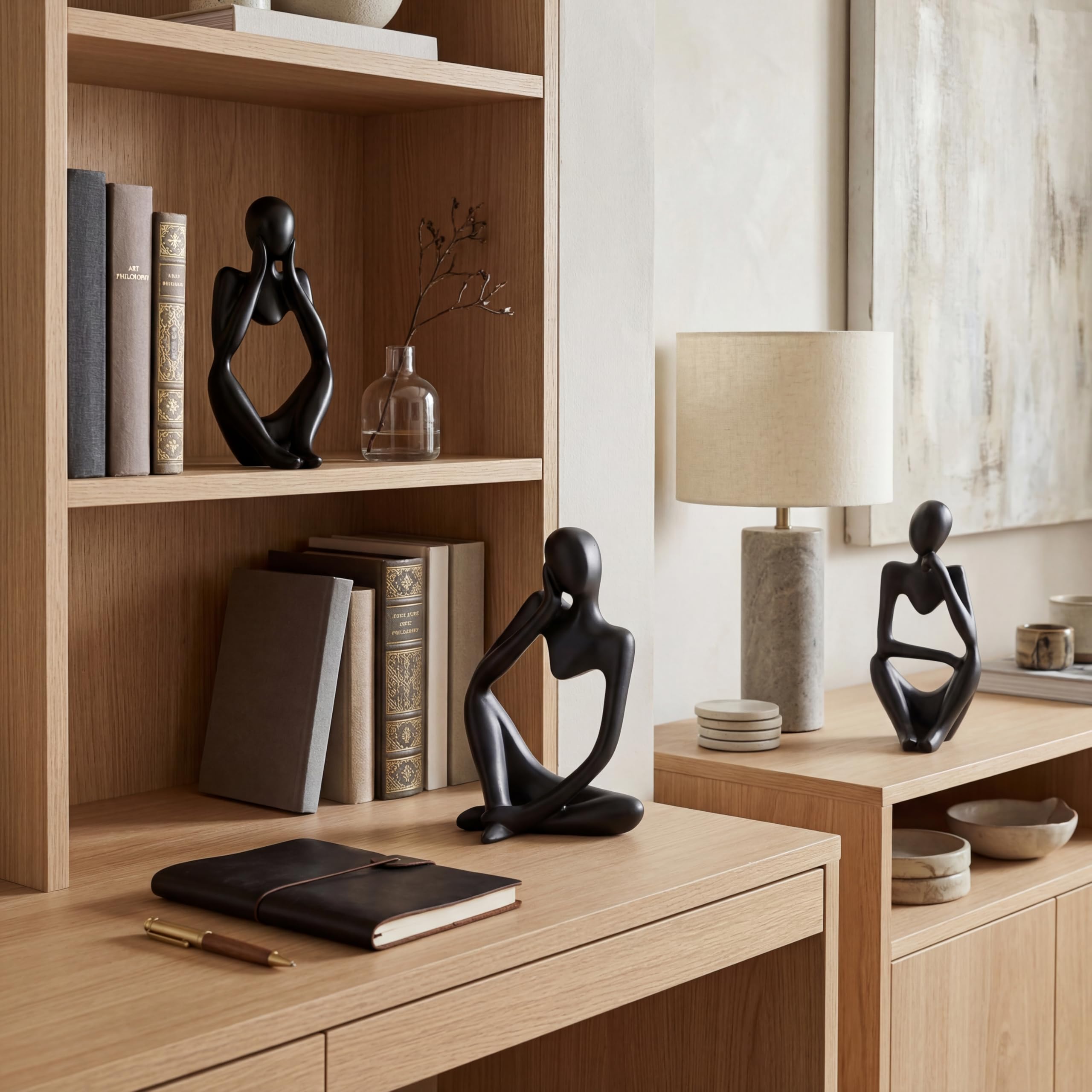 Black Thinker Statue — Set of 3 view 4