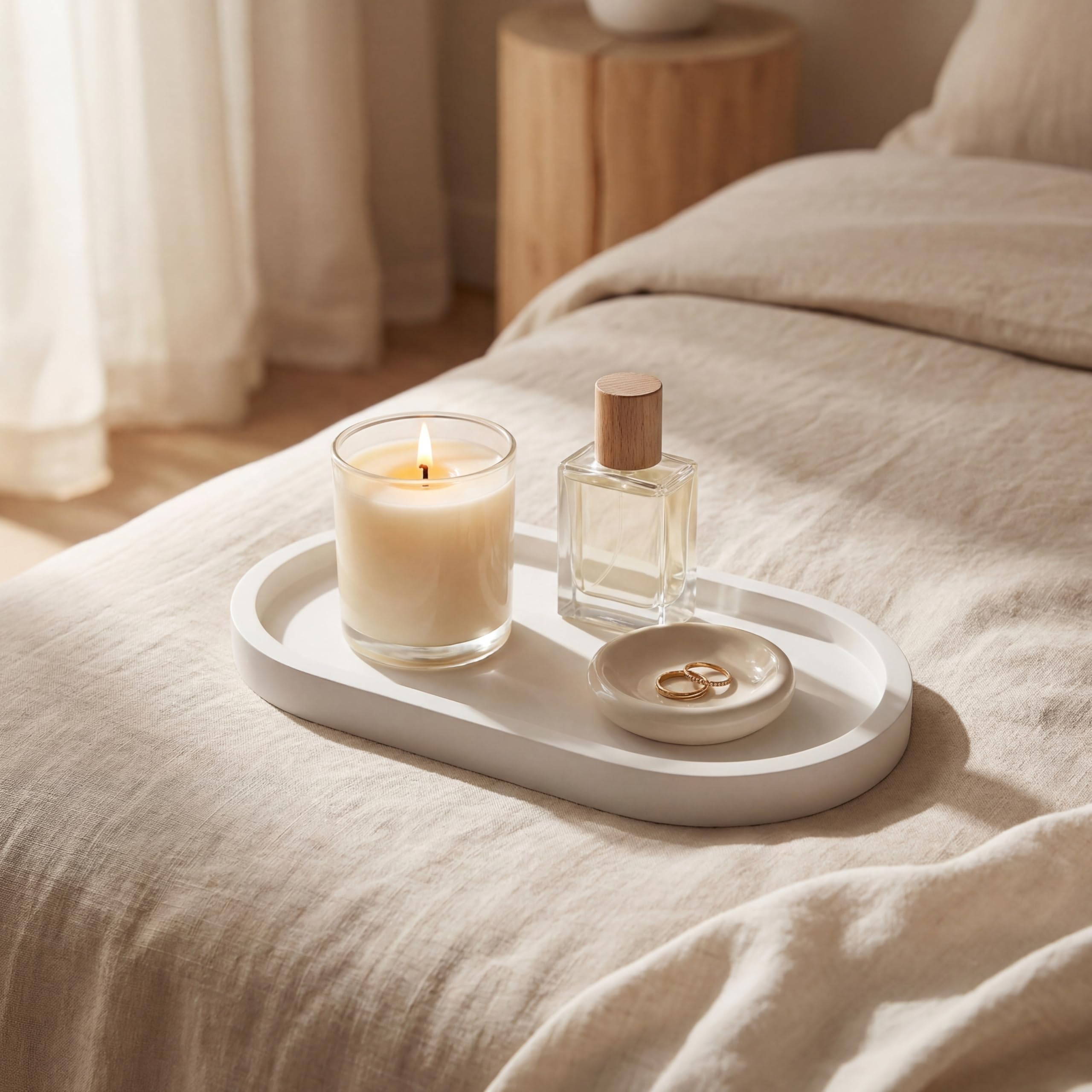 White Oval Decorative Tray view 2