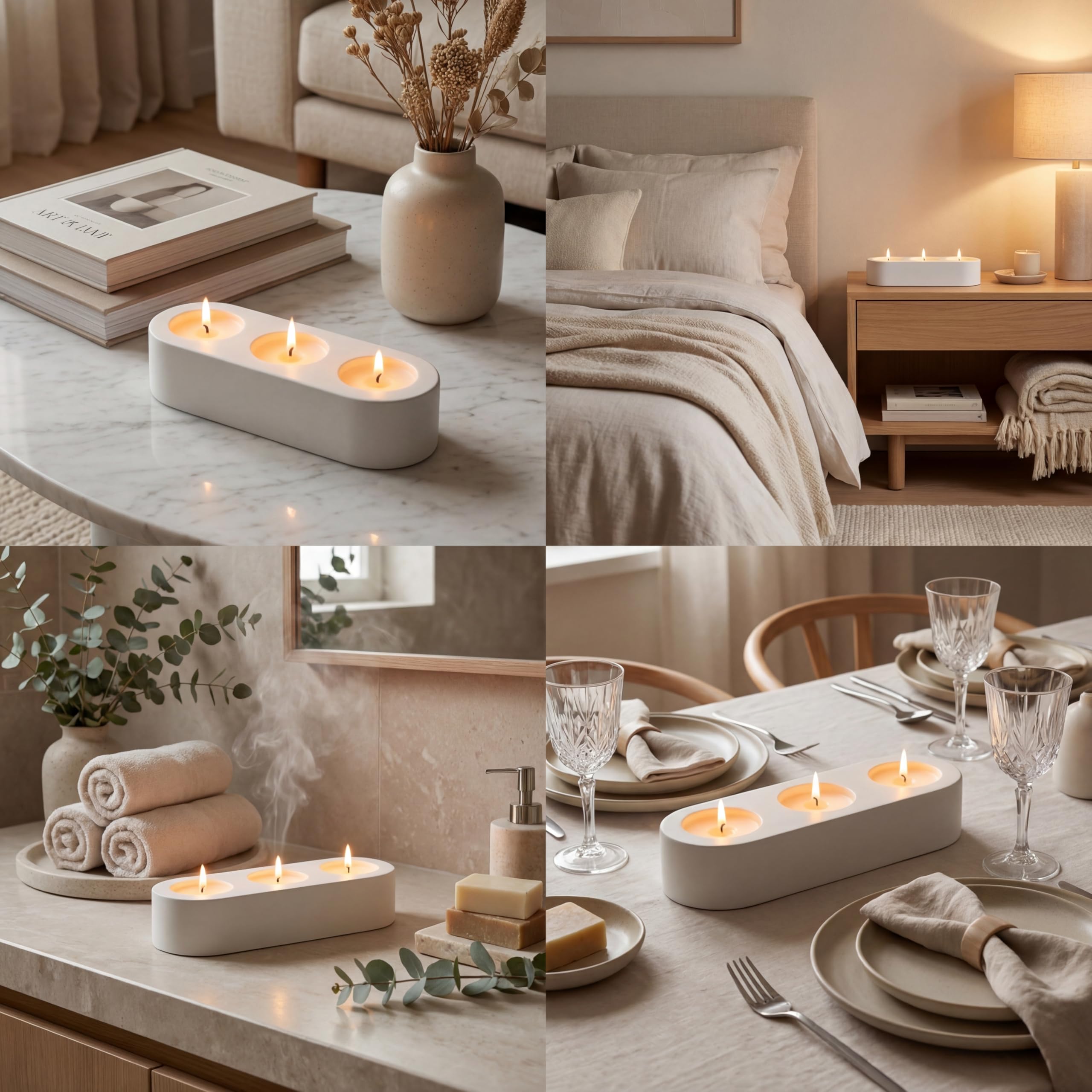 Stone Tealight Holder — 3 Slots view 6