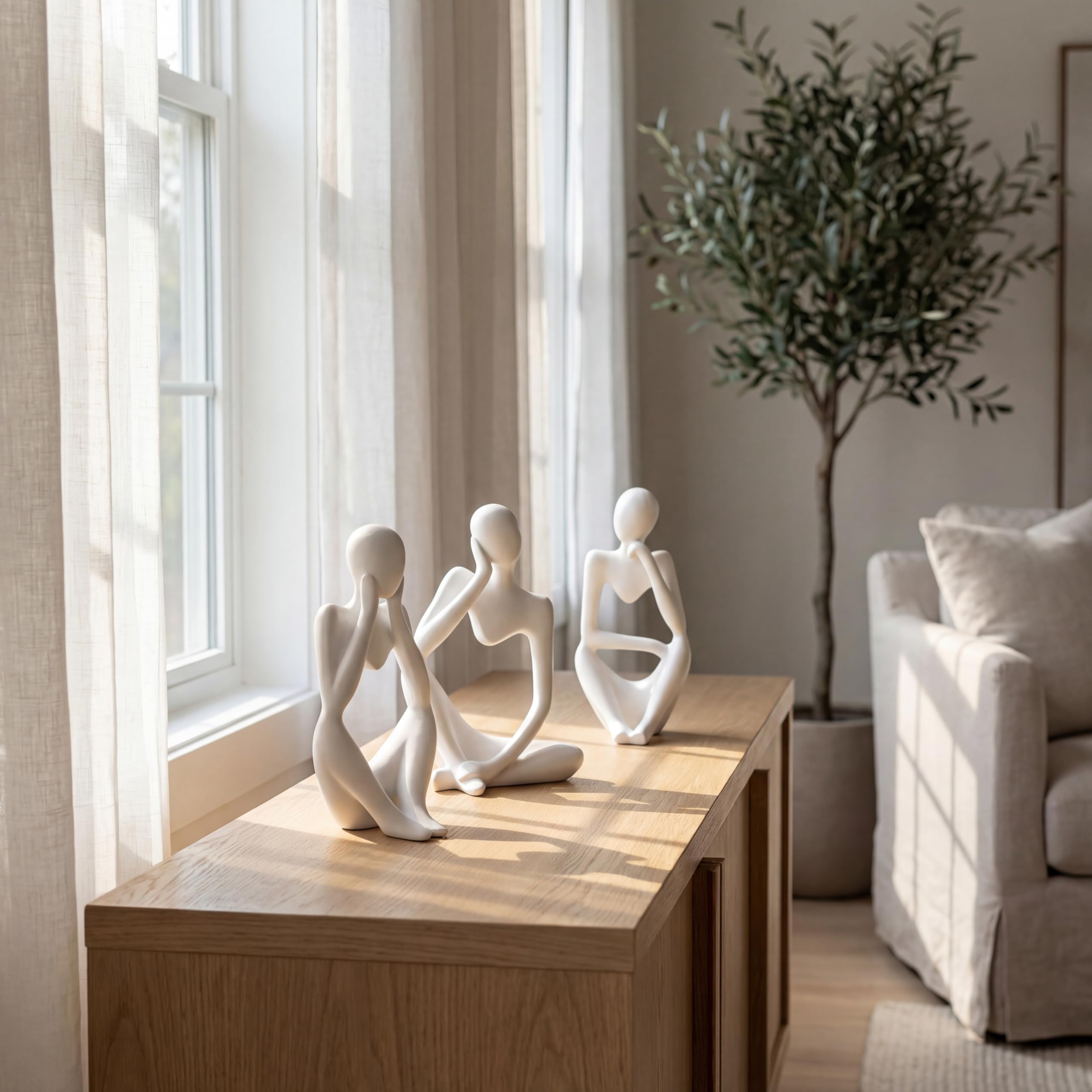 White Thinker Statue — Set of 3 view 5