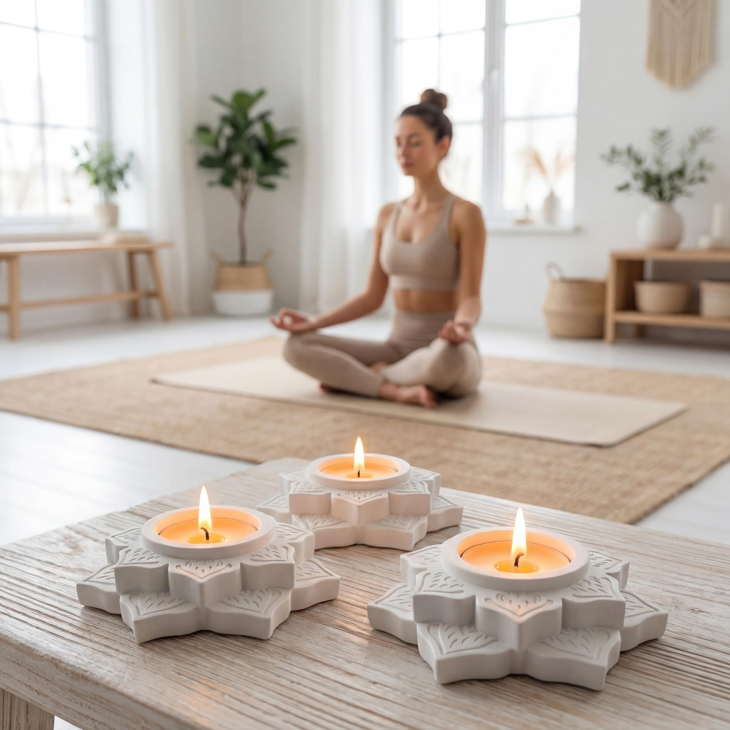 White Tealight Holders — Set of 3 view 2