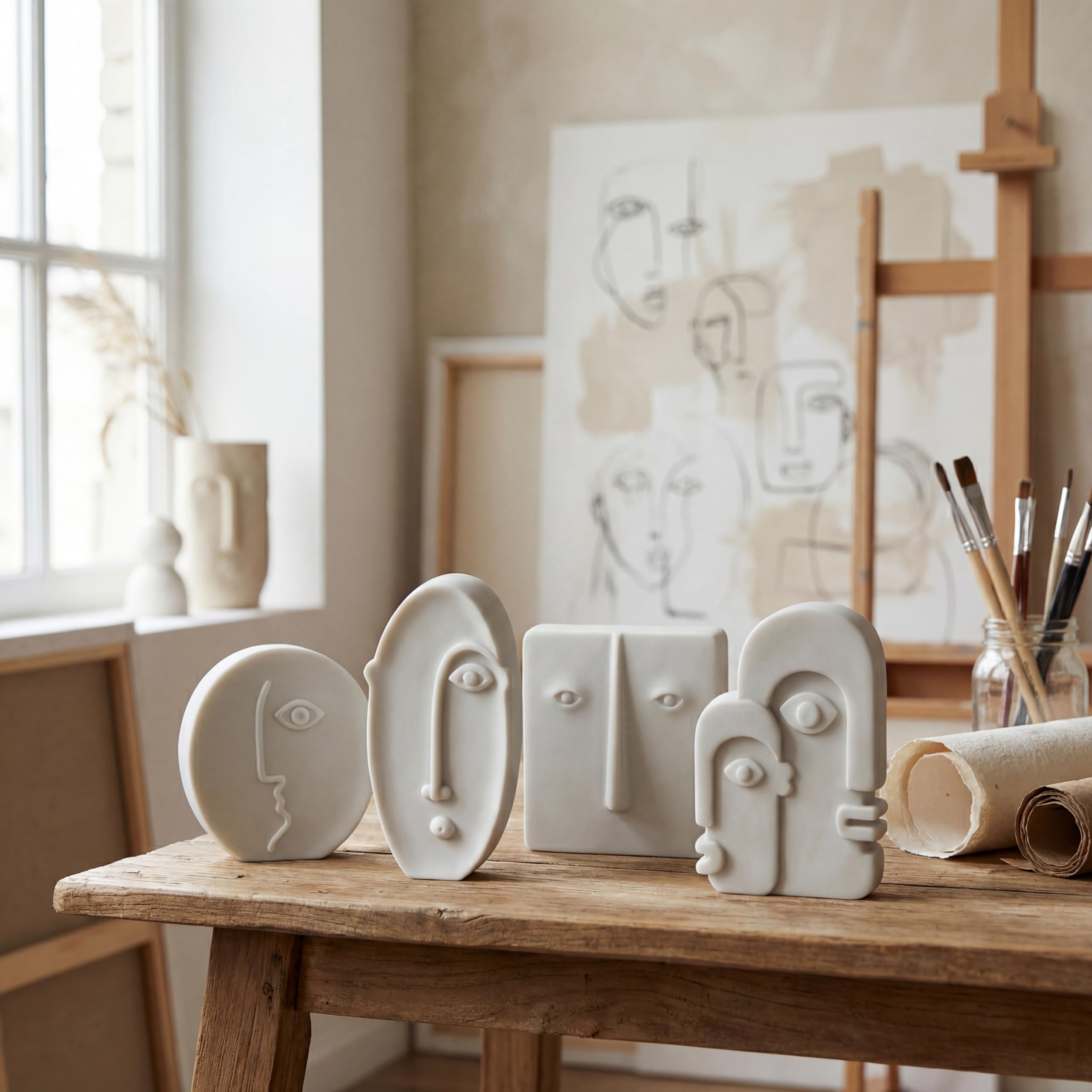 Abstract Face Sculptures — Set of 4 view 2