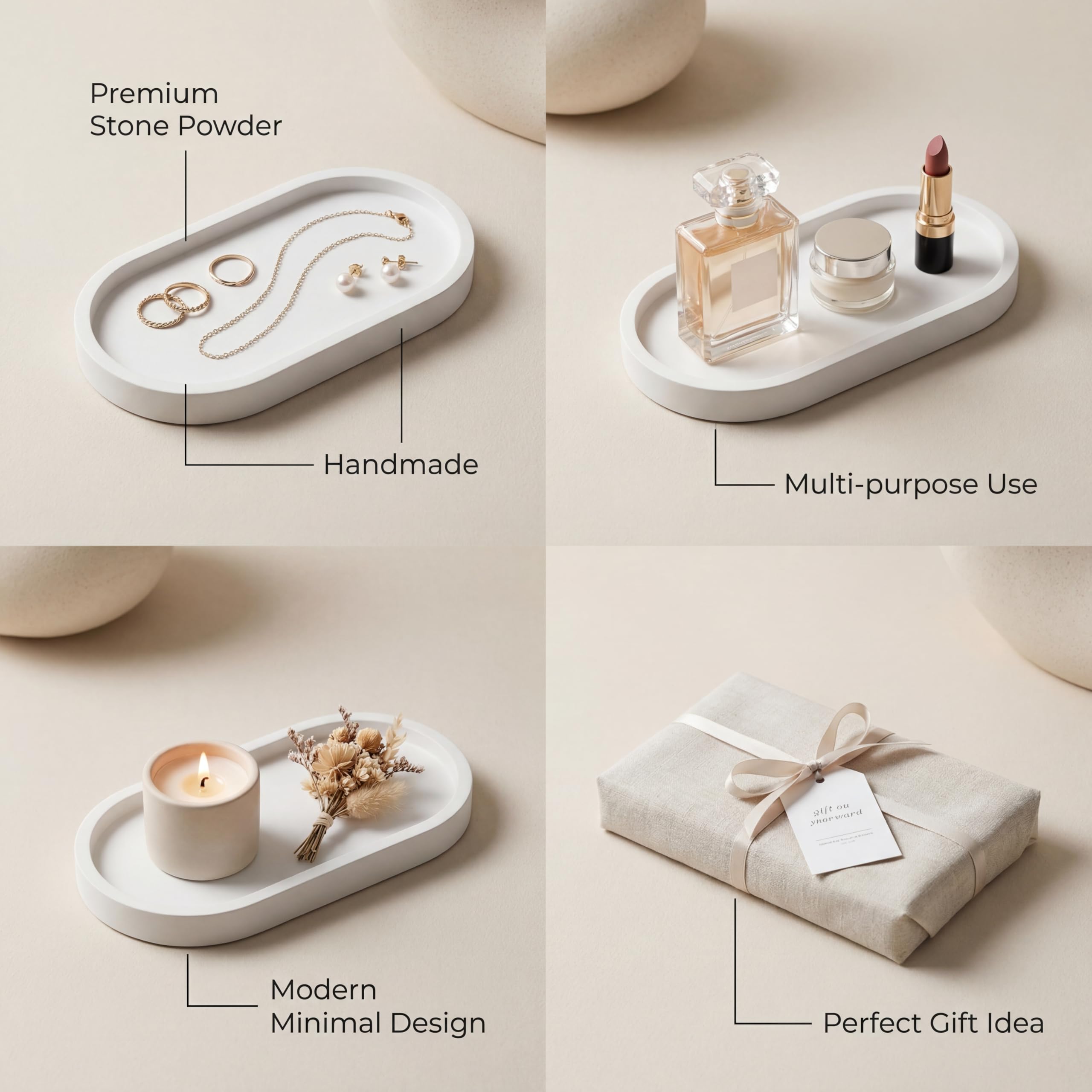 White Oval Decorative Tray view 5