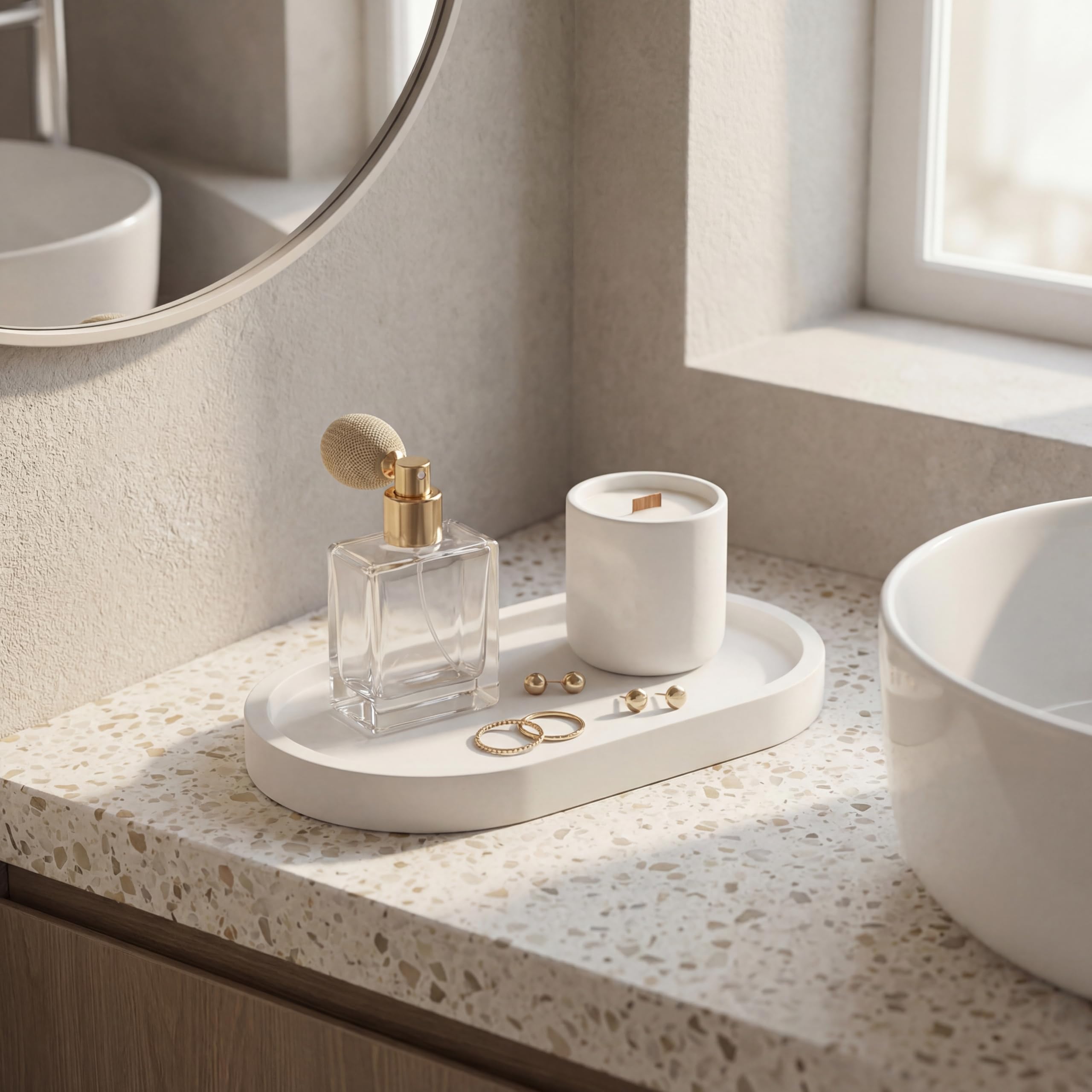 White Oval Decorative Tray view 4