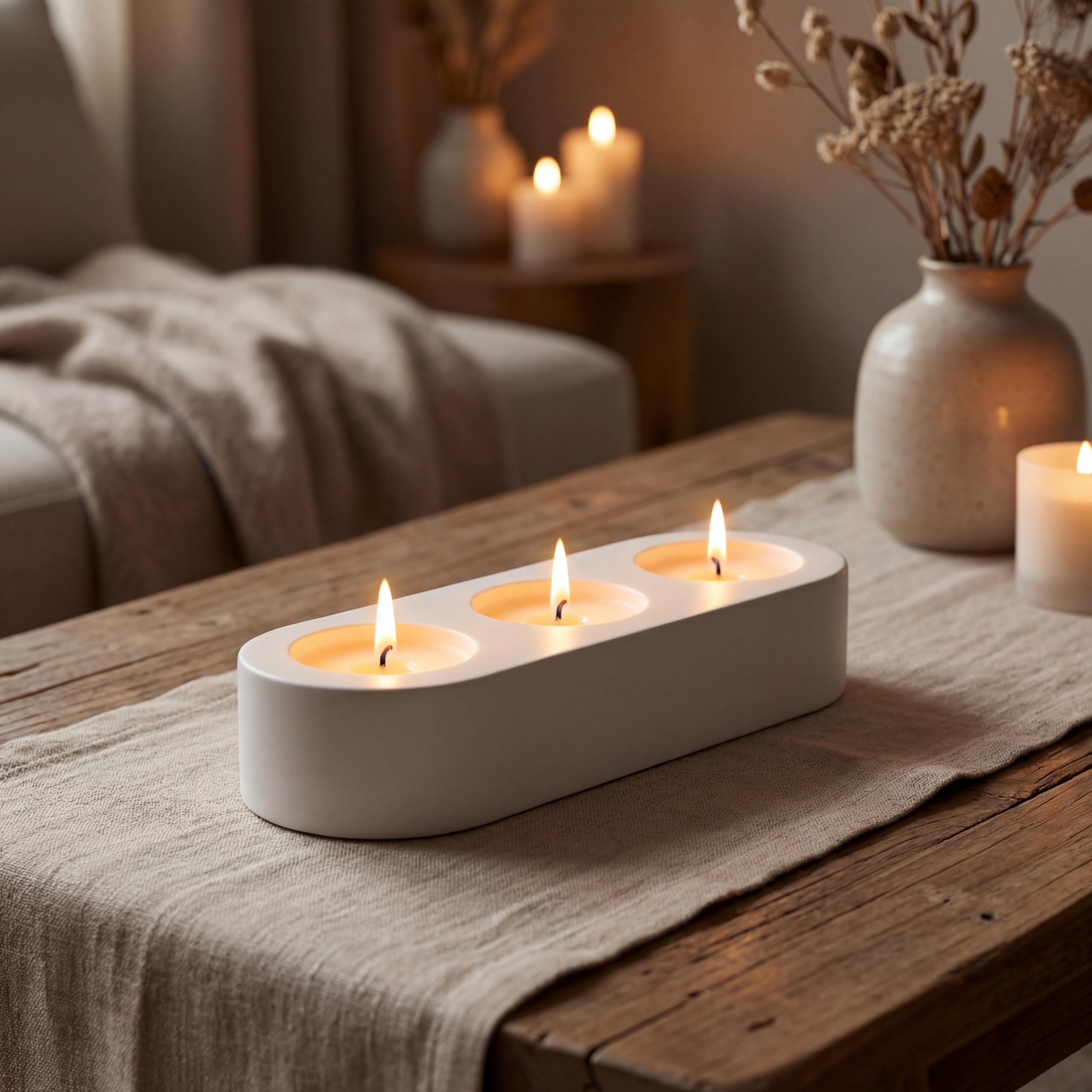 Stone Tealight Holder — 3 Slots view 2
